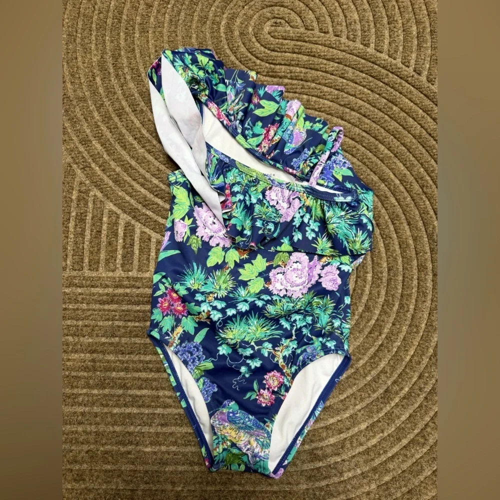 Janie and Jack Kids Tropical Floral One Piece - Blue and Green